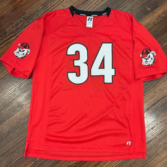 Russell Athletic UGA Herschel Walker 34 Red Jersey Sz L Bulldog University Ga - Picture 1 of 7